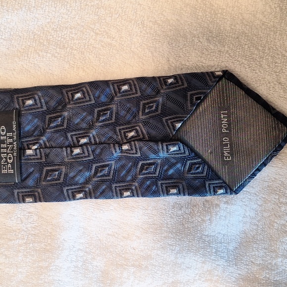 Emilio Ponti Roma Milano Blue Abstract Tie #17 - Picture 4 of 5